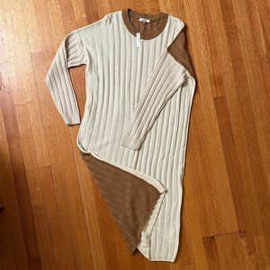 Madewell Ribbed Color Block Dress | Cream and Camel